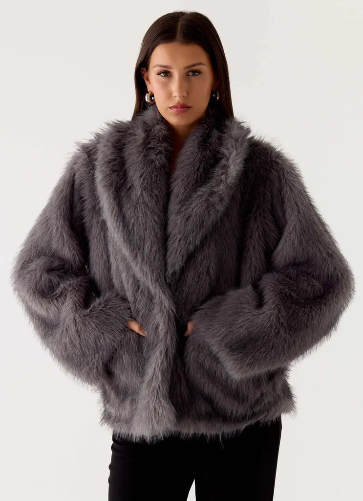 Katiana Faux Fur Jacket - Grey